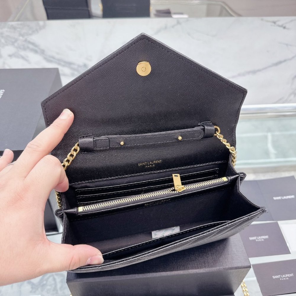 Ysl Envelope Bag Black Gold Hardware Shoulder Bag Gem